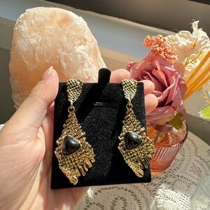 Elegant Gold and Black Earrings